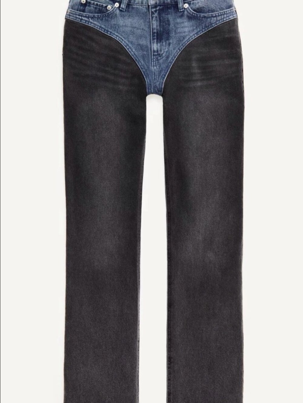 H&M X GLENN MARTENS Two-tone straight-leg Jeans US 2